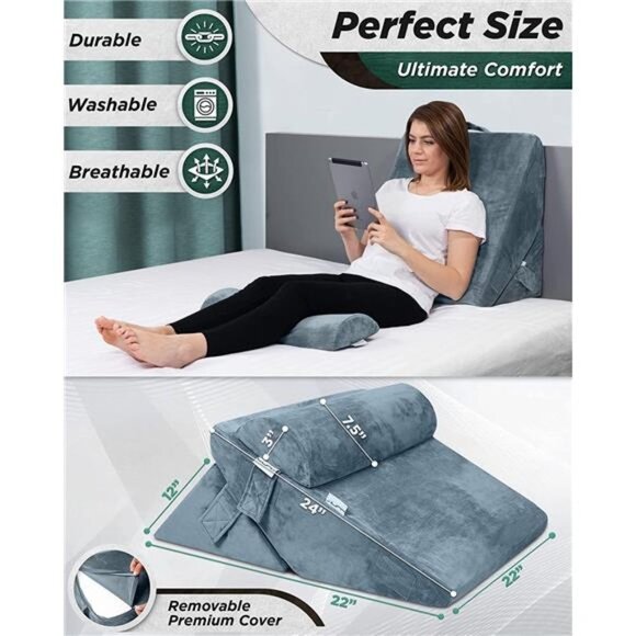 3pcs Orthopedic Bed Wedge Pillow Set, Post Surgery Memory Foam for Back - Picture 1 of 6